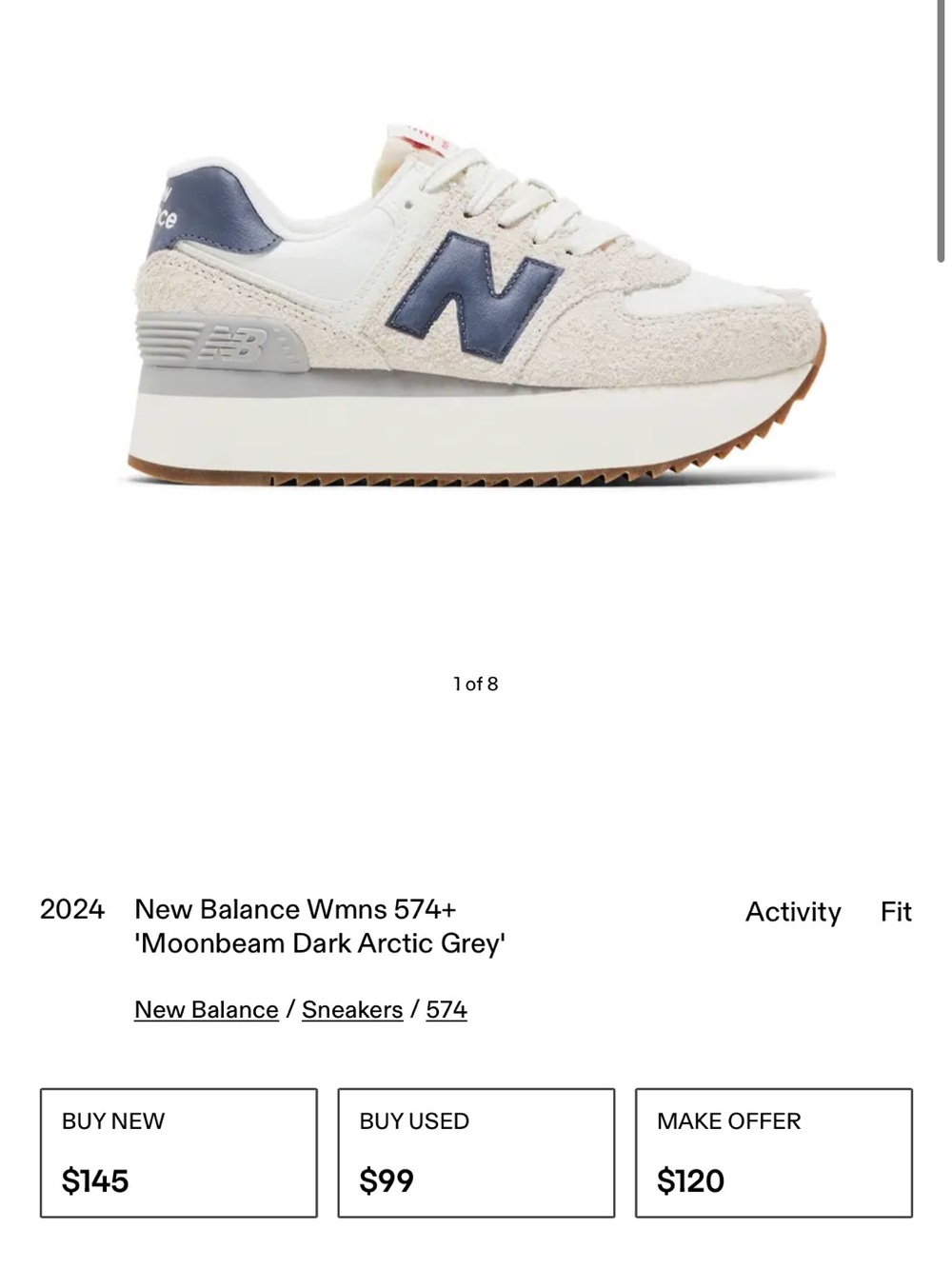 New Balance womens 574+ Platform sneaker in Moonbeam Dark Arctic Grey